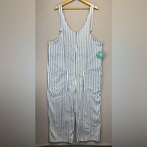 NWT Blakeley Hazel Blue Striped Britte Long Romper Overalls Women Sz 2X Farm